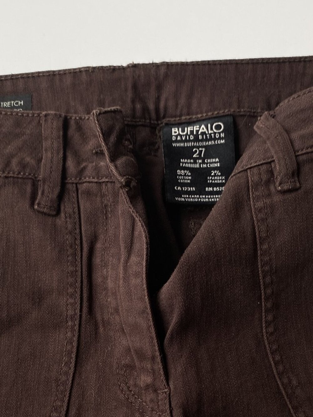 Buffalo David Bitton Stretch Cotton Pants US 27 High Rise New without tags - Picture 2 of 6
